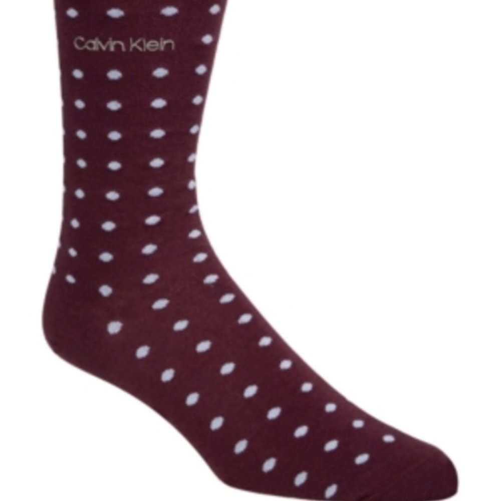 CALVIN KLEIN Red w/ Lt Blue Polka Dots Dress Socks